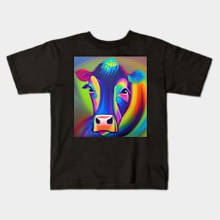Rainbow Cow Painting Kids T-Shirt